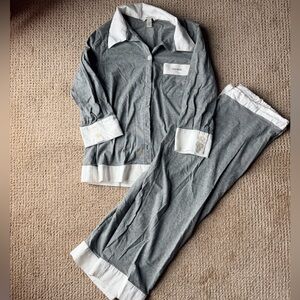Vintage Vera Wang Gray Pajama Set with White Trim